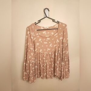 Altar'd State Floral long wide sleeve boho top